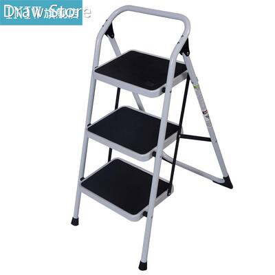 Home Use 3-Step Short Handrail Iron Ladder Black White Short