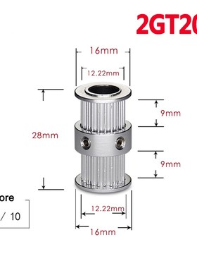 1Pcs GT2 20tooth Timing Pulley Double Round-Headed Synchrono