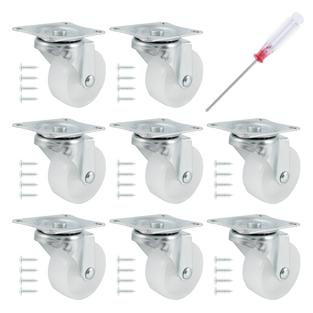 8pcs Table Caster Furniture Casters Wheels Soft Rubber Swive