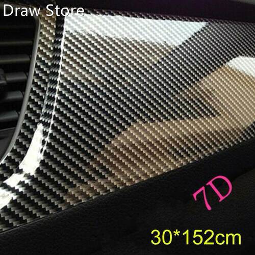 7D Glossy Carbon Fiber Car Sticker 30*152cm PVC Wrap Wraps