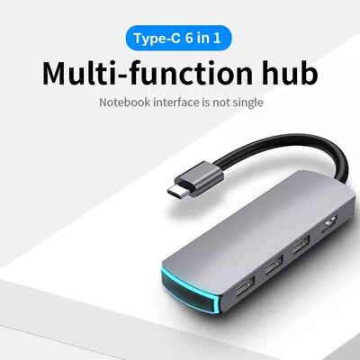 USB C Hub Adapter 6-in-1 USB C Adapter Type C to HDMI-Compat