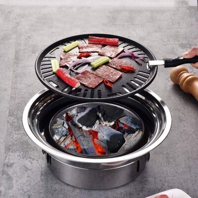 Charcoal Barbecue Grill Set Stainless Steel Non-stick Barbec