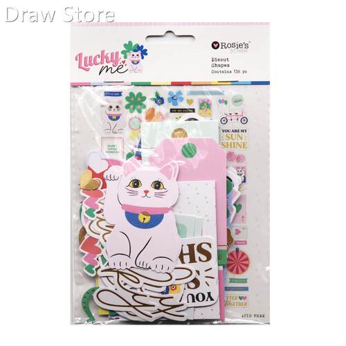 CRZCrafter 138pcs Printed Paper Diecuts Shapes Paper Epheme