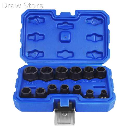 13Pcs Impact Damaged Bolt Nut Screw Remover Stud Extractor S