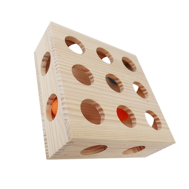 2022 New Cat Wooden Box with Ball Inside Cat Supplies Intera