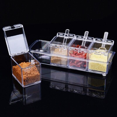 Kitchen Supplies Transparent Seasoning Box Four Grid Seasoni