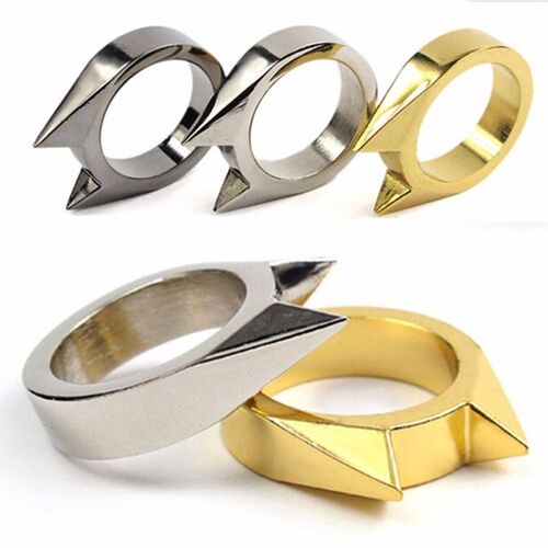 1Pcs Women Men Safety Survival Ring Tool Self Defence Stainl