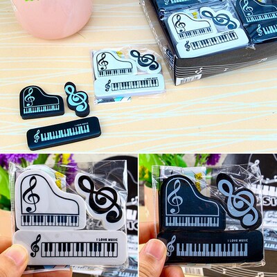 3pcs/set Musical Piano Notes Rubber Pencil Eraser School Stu