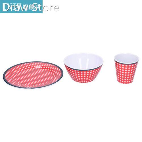 Mats Pads coaster Red Grids Salad Plate Set Imitation Porc