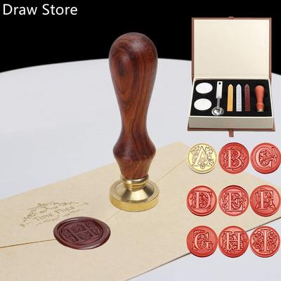 26 Letter Pattern Retro Sealing Wax Set DIY Paper Envelope D