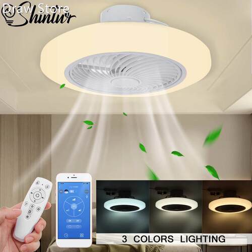 Shintur 21Inch 80W Modern Intelligent Ceiling Fan Lamp Bedro
