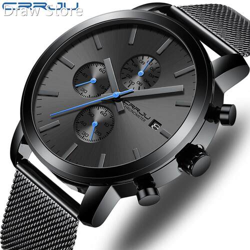 CRRJU Fashion Mens Watches 2020 Luxury Top Brand Quartz Wat