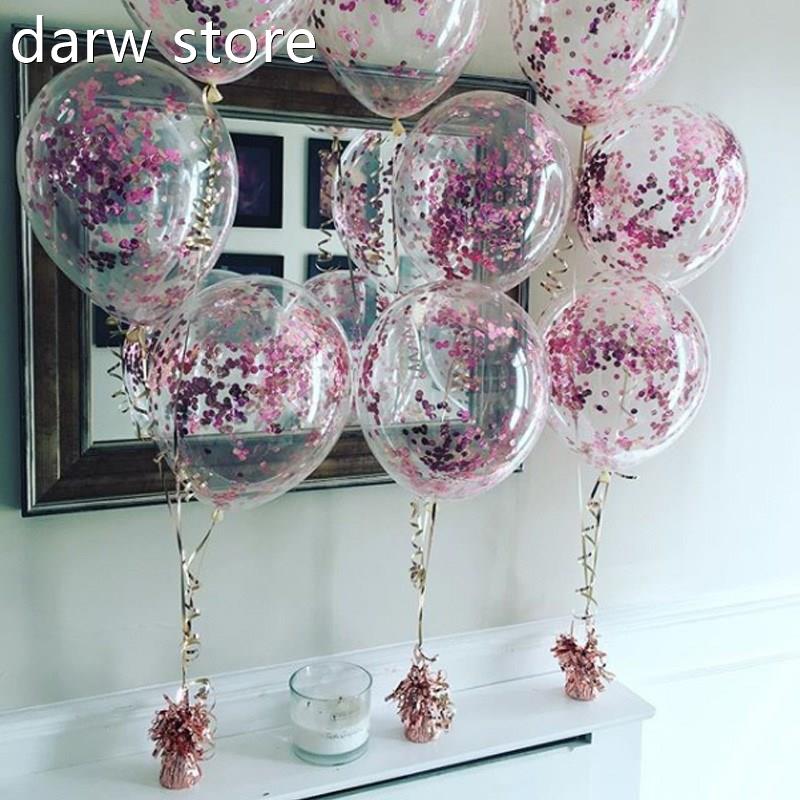 10cs 12inch Gld Staer Confetti Latex Balloopn1s oGlittr Clea