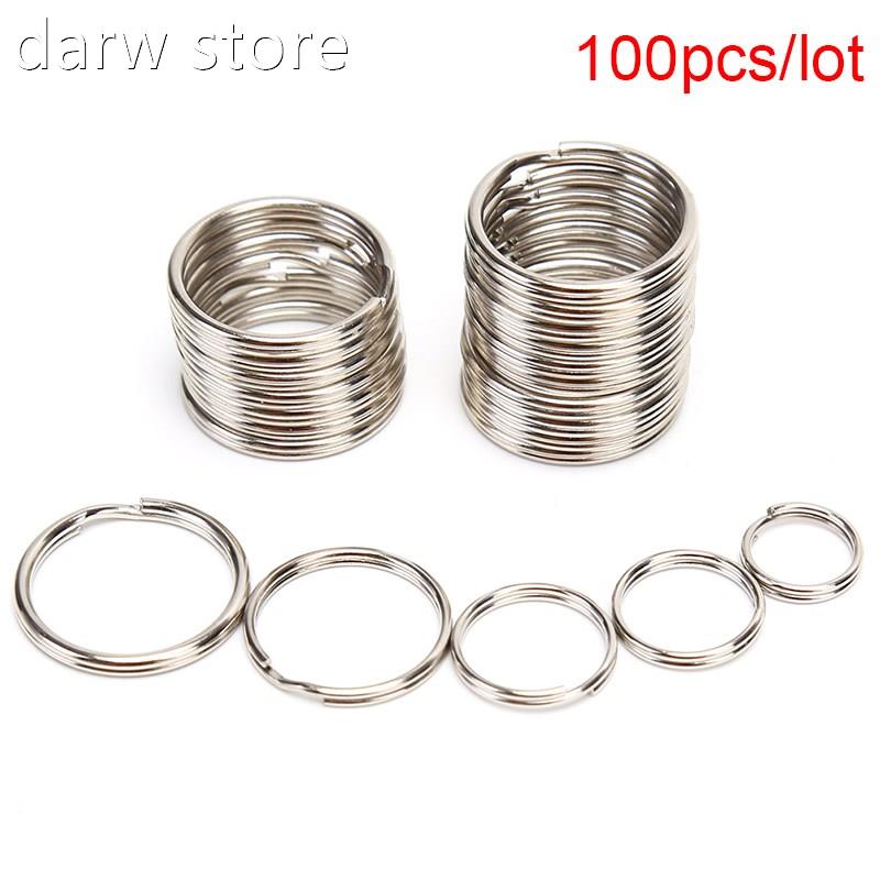10i0PCS Sainletss teeSl DIY1 Polished Split Rng Keyrings Key