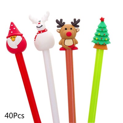 Pack of 40Pcs Christams Gel Pen Cartoon Black Gel Pen Kit wi