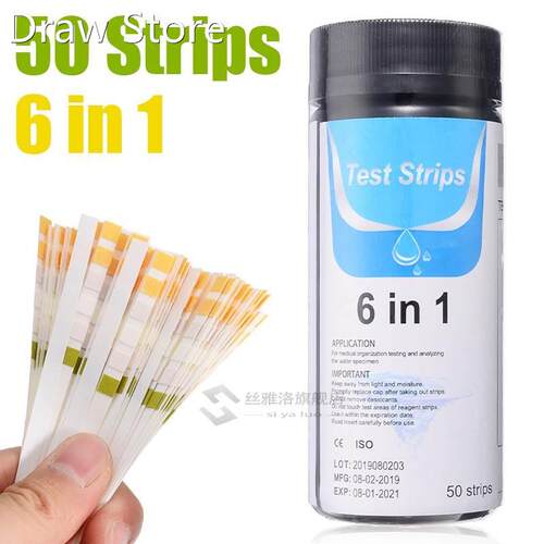 50pcs 6 in 1 PH Level Test Strips Aquarium Fish Tank Water Q
