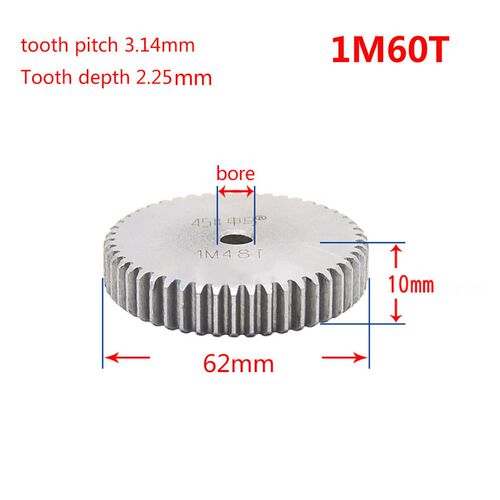 1 Modulus 60 Teeth Spur Gear 45# Steel Motor Gear Wheel No q