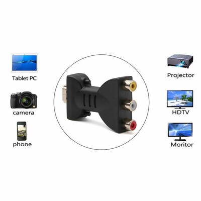 Black Composite AV Audio Video Adapter Converter HDMI-compat