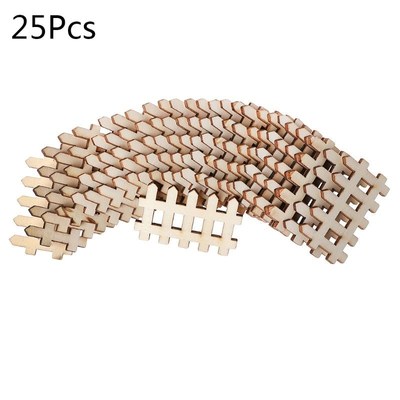 25pcs Cut Wooden Fence Embellishment Wooden Shape Craft Wedd