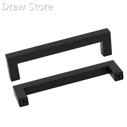 30 Pack Black Square Bar Cabinet Pull Drawer Handle Stainles
