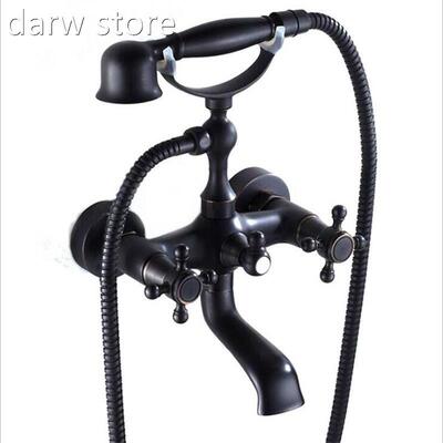Luxurya Bl ack Bathoom Faucetr Bth FaucetM1ixer Tap Wall Mo