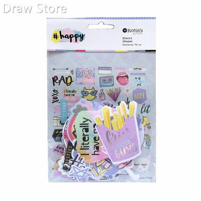 CRZCrafter 118pcs Printed Paper Diecut Shapes Ephemera Foil