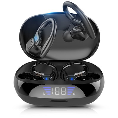 W2 TWS BT Earphones With Microphones Sport Ear Hook LED Disp