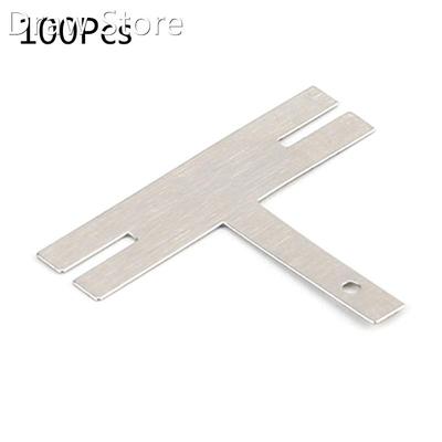 100 Pcs Long T-Shape Nickel Sheets Plated Steel 适用于 Batte