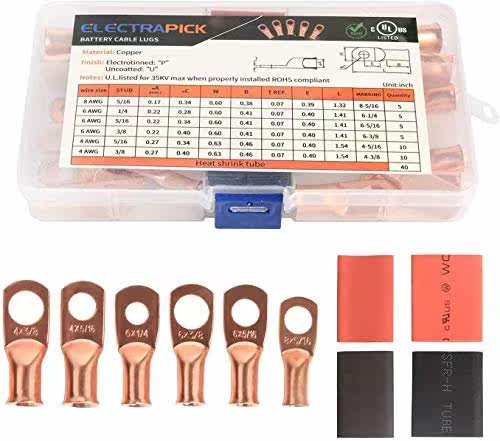 40pcs SC Tinned Copper Lug Ring Wire Connectors Bare Cable T