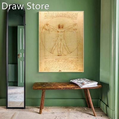 Classical Famous Painting Vitruvian Man, Study of Proportio