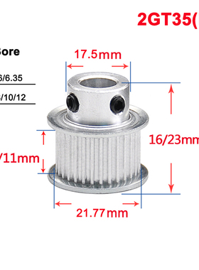 1Pcs 2GT Timing Pulley 35-40 Tooth Aluminum Convex Synchrono