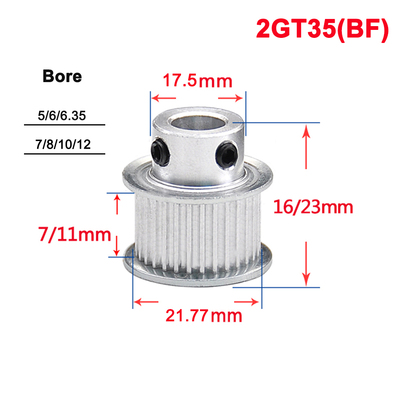 1Pcs 2GT Timing Pulley 35-40 Tooth Aluminum Convex Synchrono