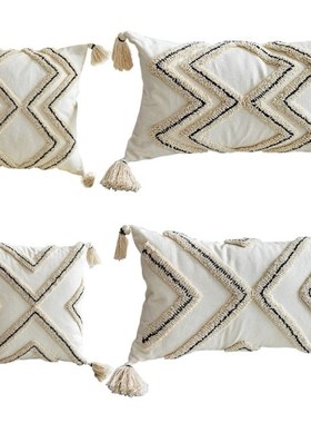 2022 New Nordic Boho Throw Pillow Case Woven Tufted Striped