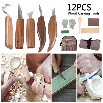 12pcs Wood Chisel Woodworking Cutter Hand Tool Set Wood Carv