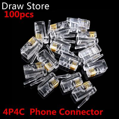 100Pcs Crystal Head RJ11 4P4C Modular Plug Gold Plated Netwo