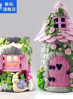 1pc Vintage Fairy Garden House Wall Silicone Chocolate Fonda