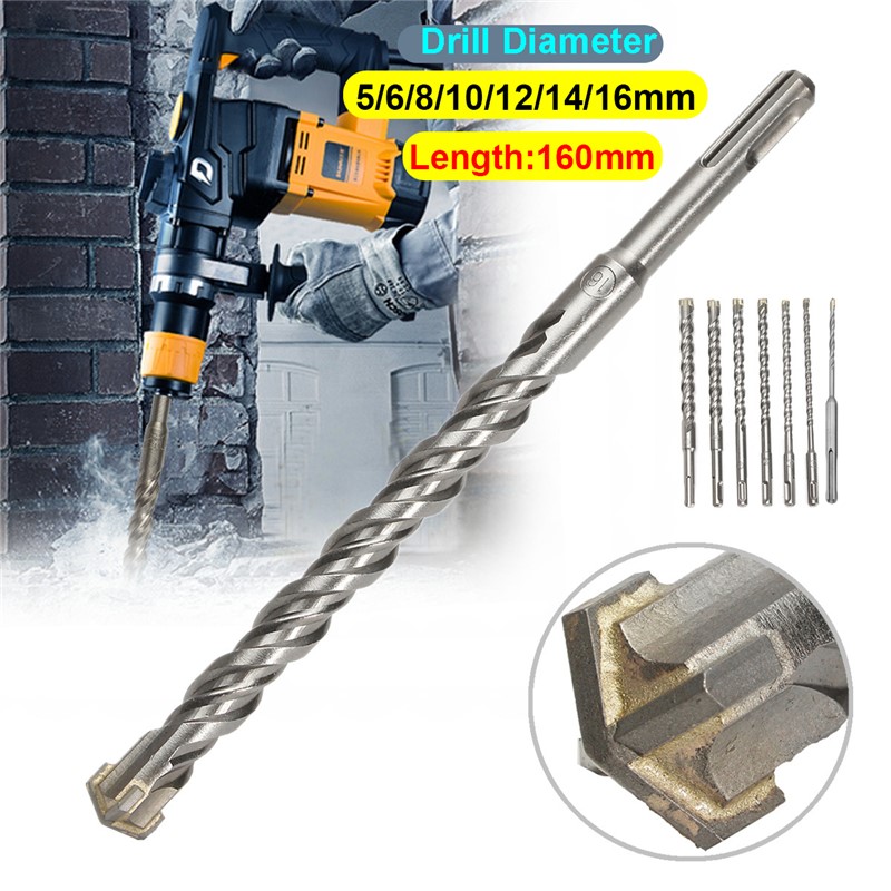 160mm Electric Hammer Drill Bits 5/6/8/10/12/14/16mm Cross T