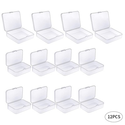 12PCS Plastic Boxes Clear Organizer Mixed Sizes Rectangular