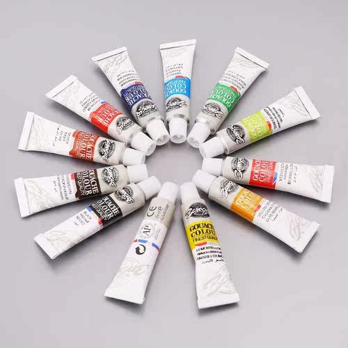 12 Colors Gouache Paint Tubes Set 6ml Draw Painting Pigment