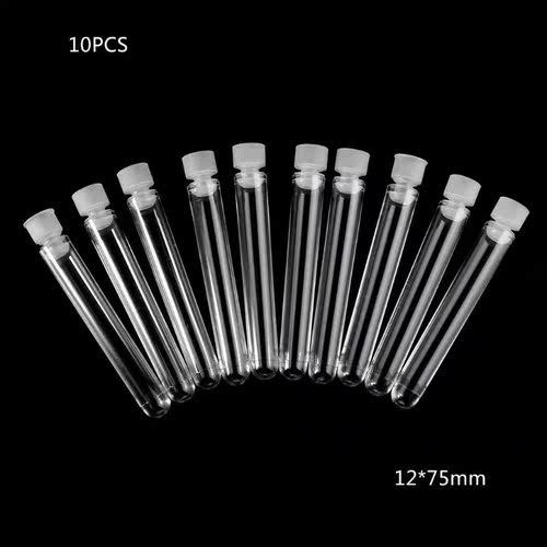 10Pcs Plastic Test Tube With Cap 12x75mm U-shaped Bottom Lon