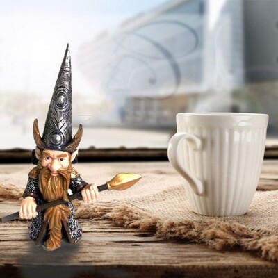 Elf Dwarf Holding a Spear Desktop Ornaments Decor Creative S