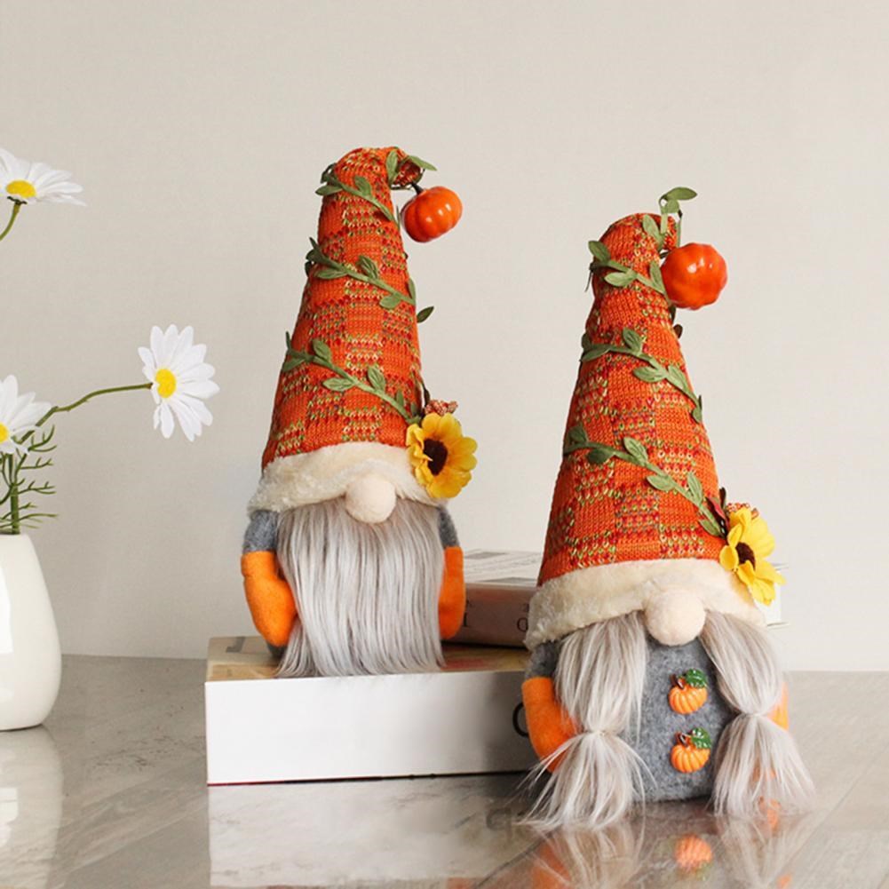 Fabric Durable Faceless Dwarf Elf Pumpkin Decoration Room D