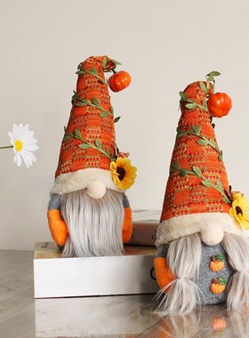 Fabric  Durable Faceless Dwarf Elf Pumpkin Decoration Room D