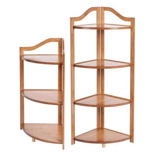 3/4 Layer Bamboo Storage Rack Holder Corner Plants Shelf Fre