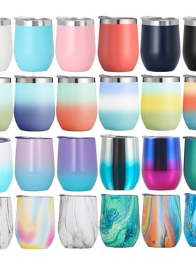 Colorful 12oz Egg Shapped Mug Swig Wine Cups Bar Stainless S