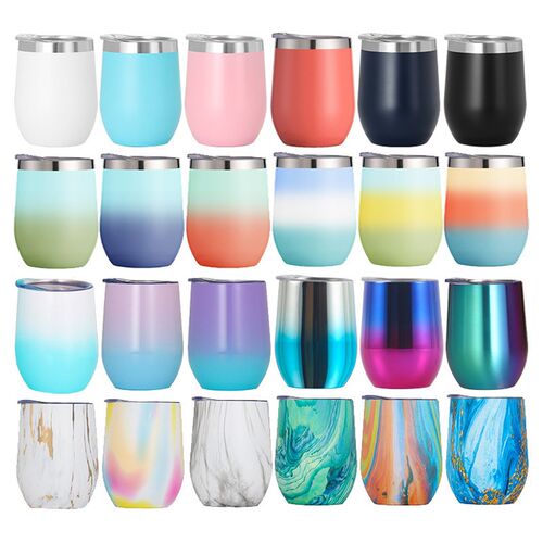 Colorful 12oz Egg Shapped Mug Swig Wine Cups Bar Stainless S