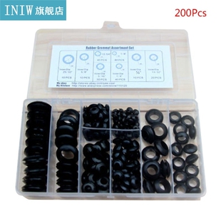 200Pcs/box Soft Rubber Grommet Gasket Kits for Wire Cable Bl