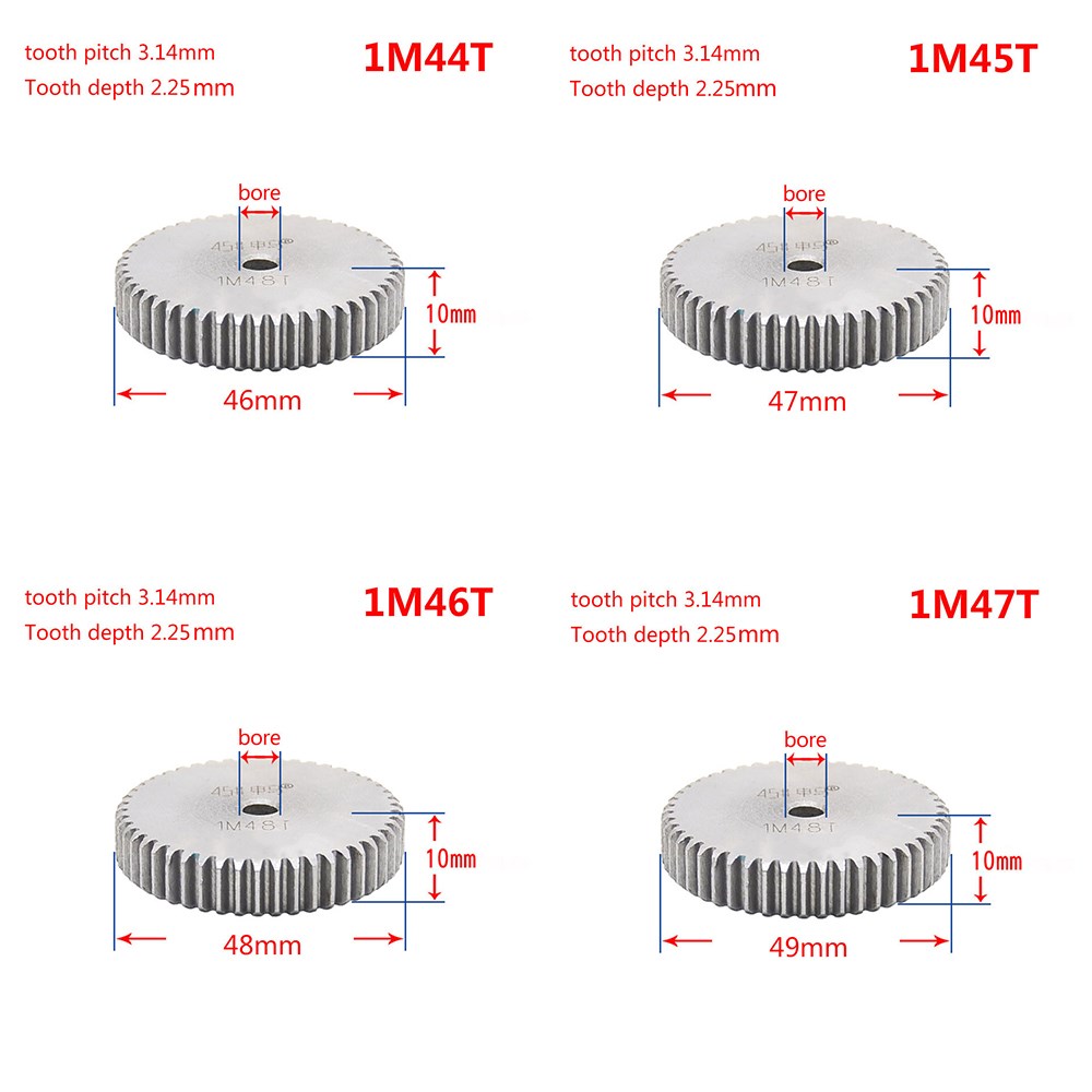1Pcs 1Modulus 44-59 Teeth Spur Gear Metal Gear 45  Steel Thi
