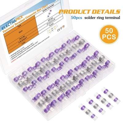 50pcs New Purple AWG14-12 Waterproof Solder Seal Sleeve Spli