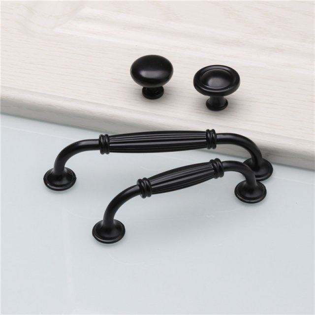 Black Durable Aluminum Alloy 96/128mm Single Hole Door Handl